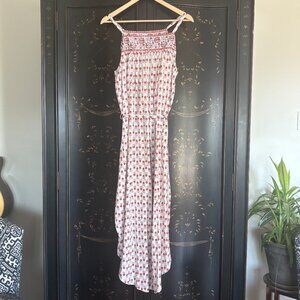 Gap Floral Cotton Maxi Dress White Red Blue NWOT Medium Tall MT
